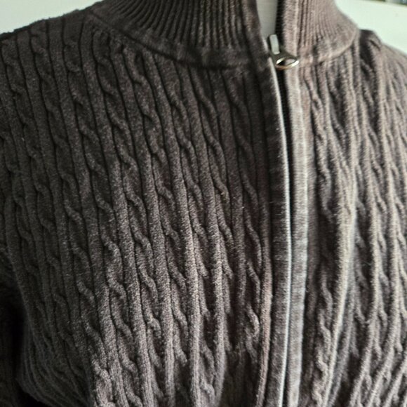 Brown Cable Knit Women's Sweater - Picture 2 of 3